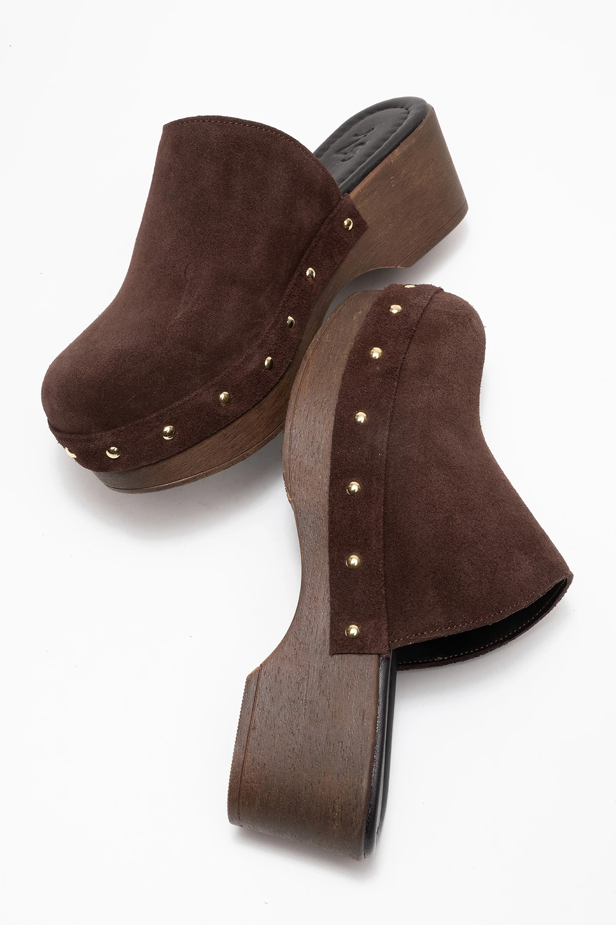 Serviola Kadın Deri Takunya Sandalet Kahve Süet