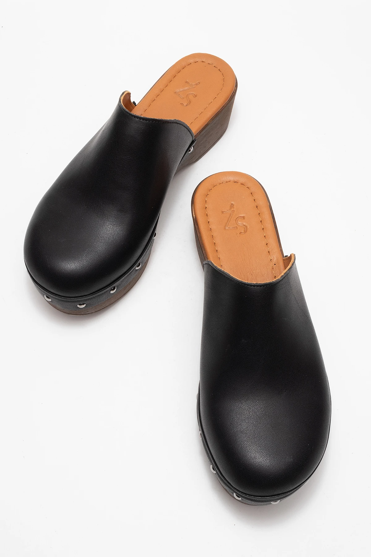 Serviola Kadın Deri Takunya Sandalet Siyah