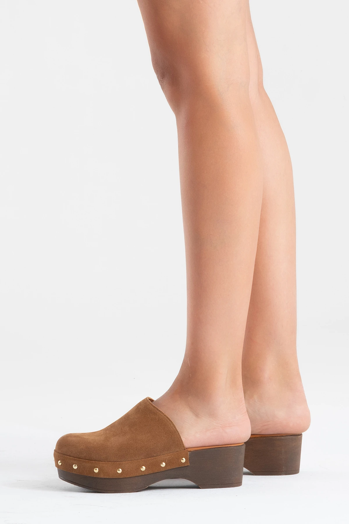 Serviola Kadın Deri Takunya Sandalet Taba Süet