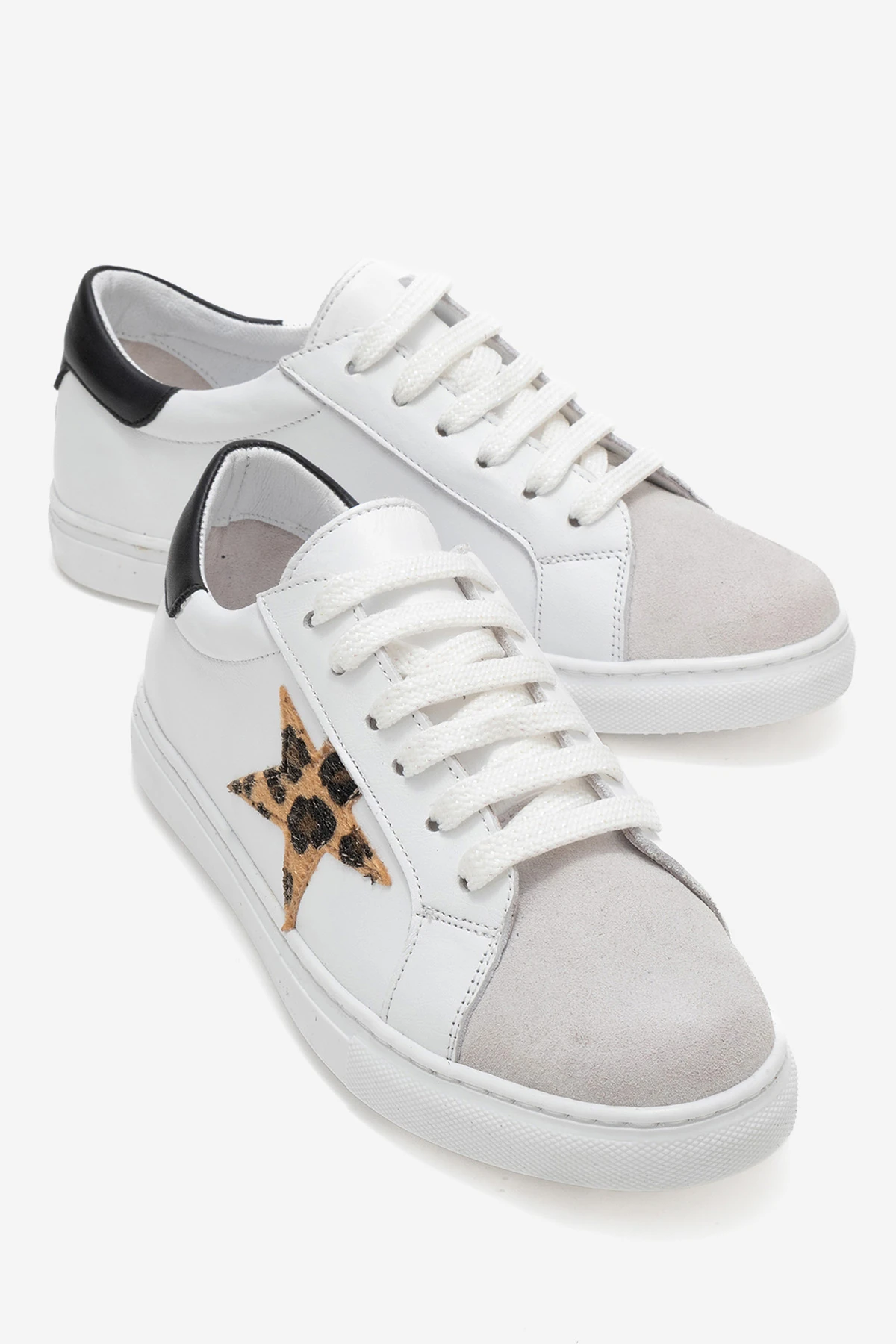 Brendon Kadın Spor Ayakkabı Beyaz-Leopar-Siyah