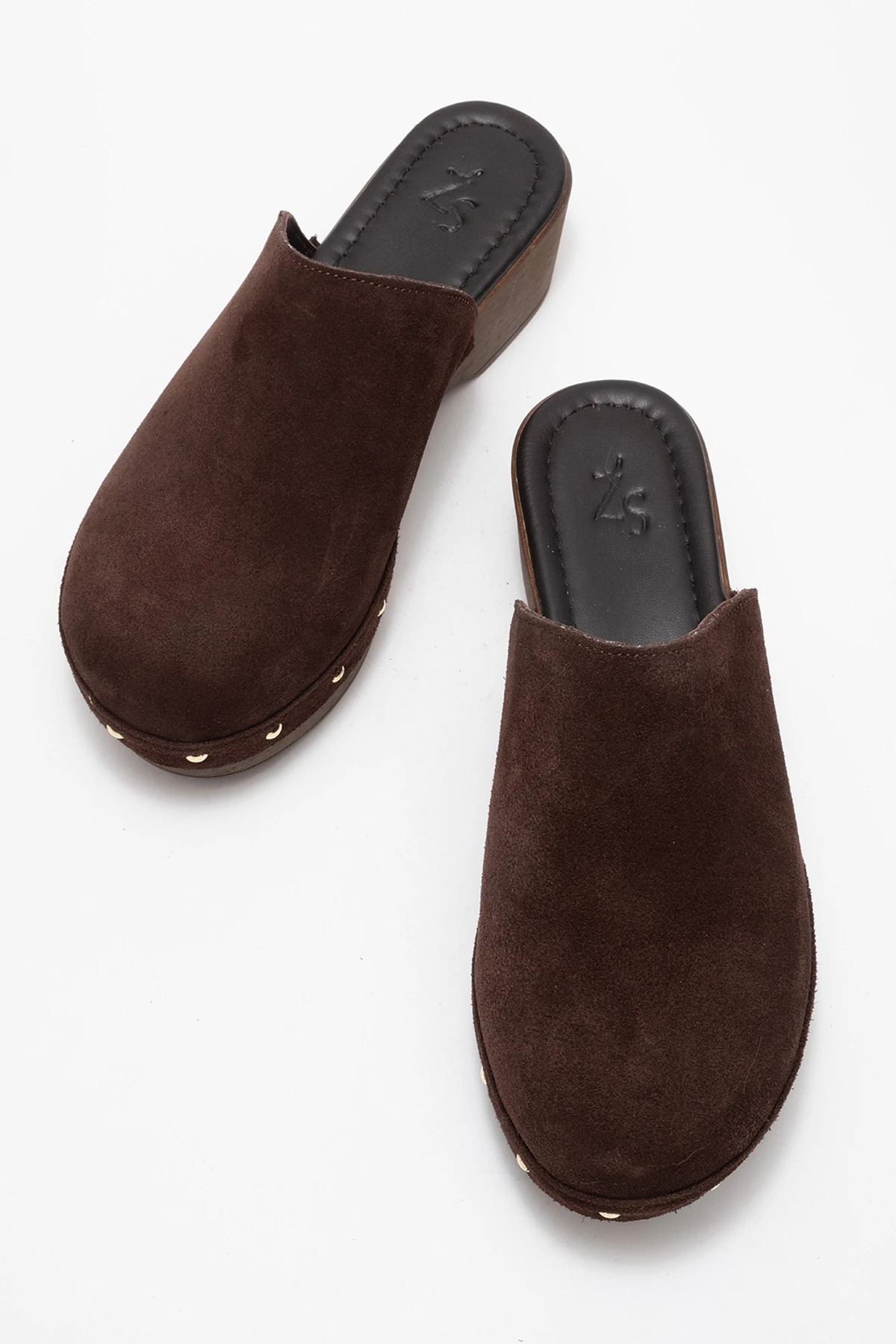 Serviola Kadın Deri Takunya Sandalet Kahve Süet