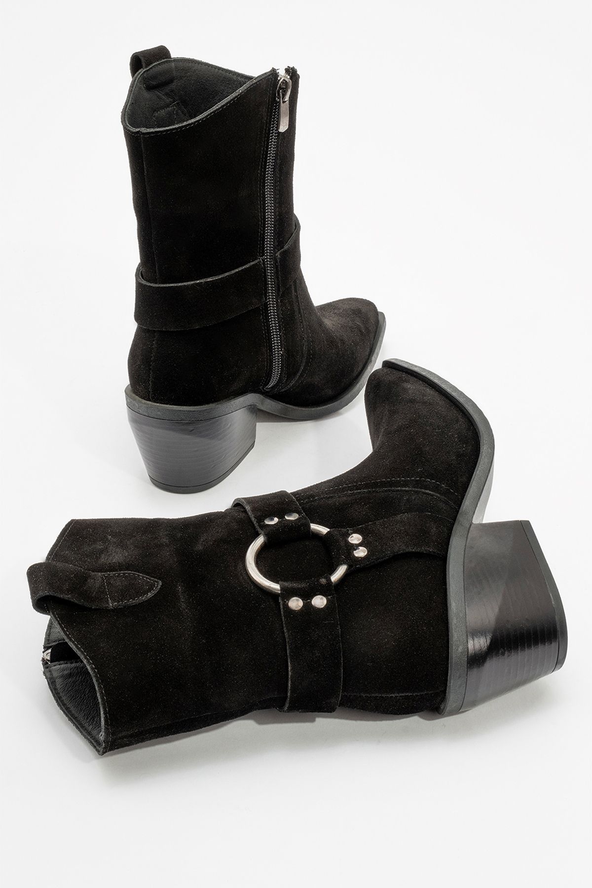 Fandel Deri Kadın Bot Siyah Süet