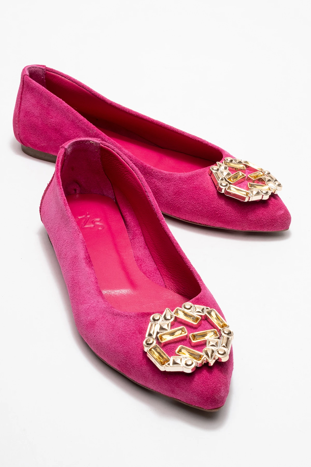 Torselel Kadın Deri Babet Fuşya Süet