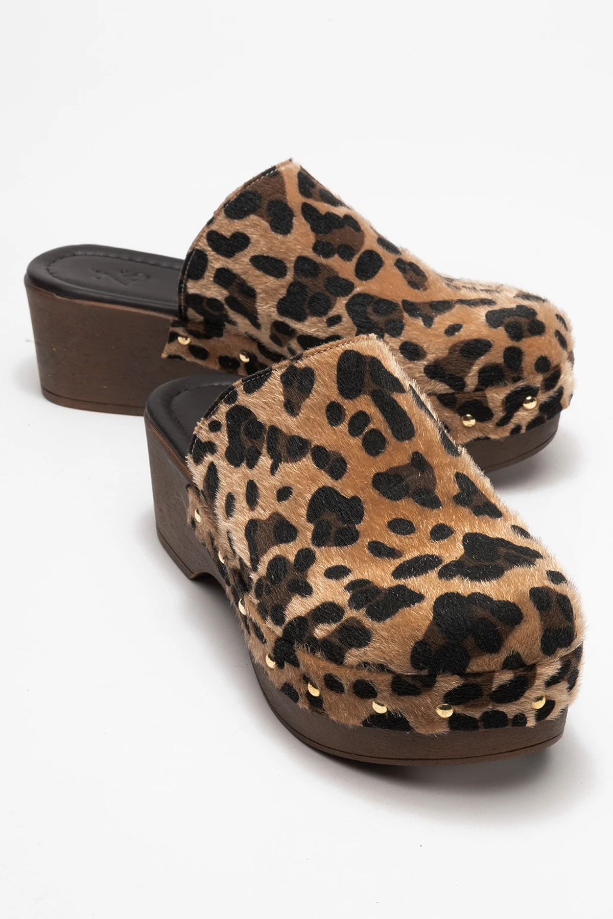 Serviola Kadın Deri Takunya Sandalet Leopar