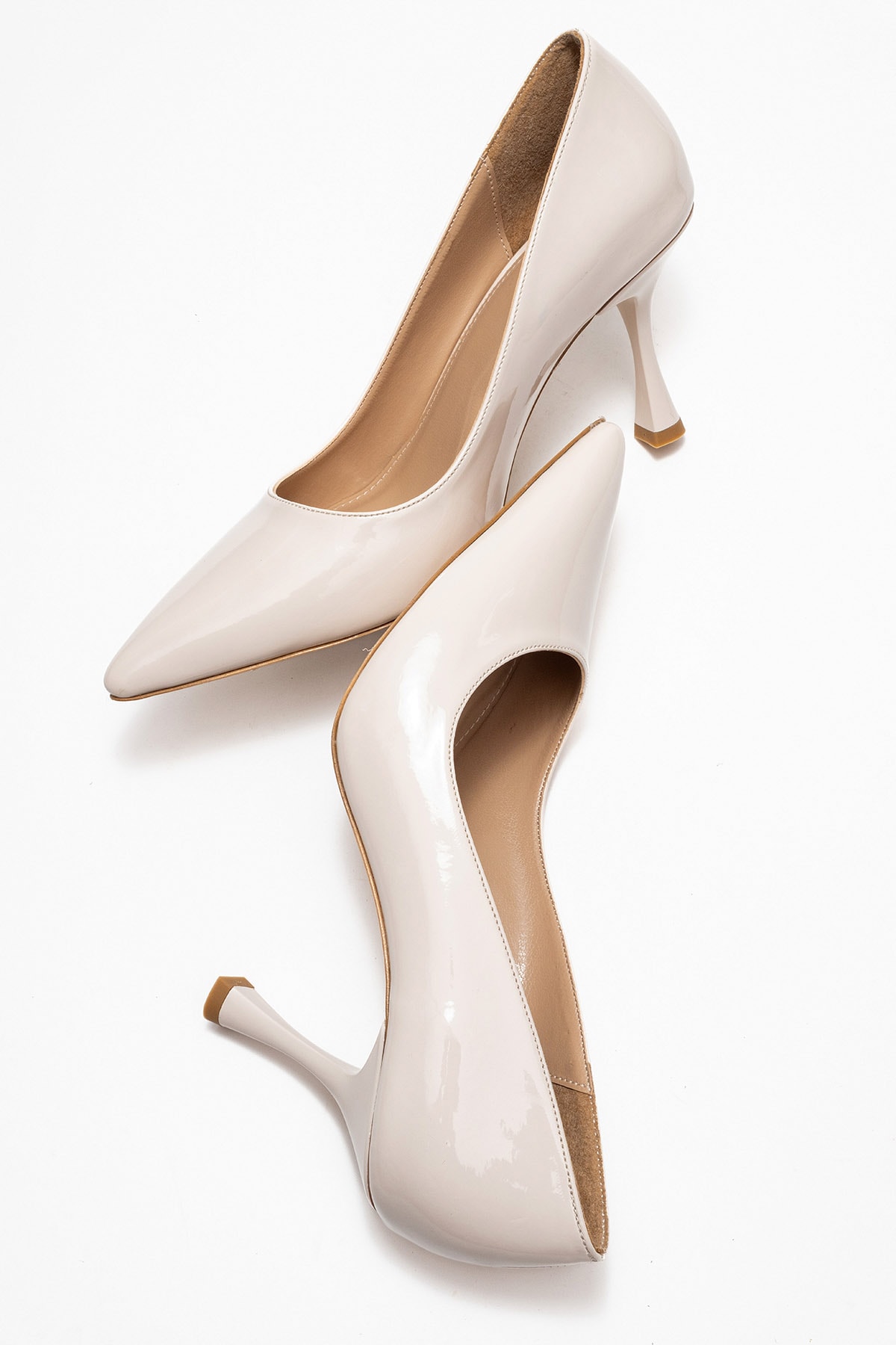 Anesilay Kadın Stiletto Bej Rugan