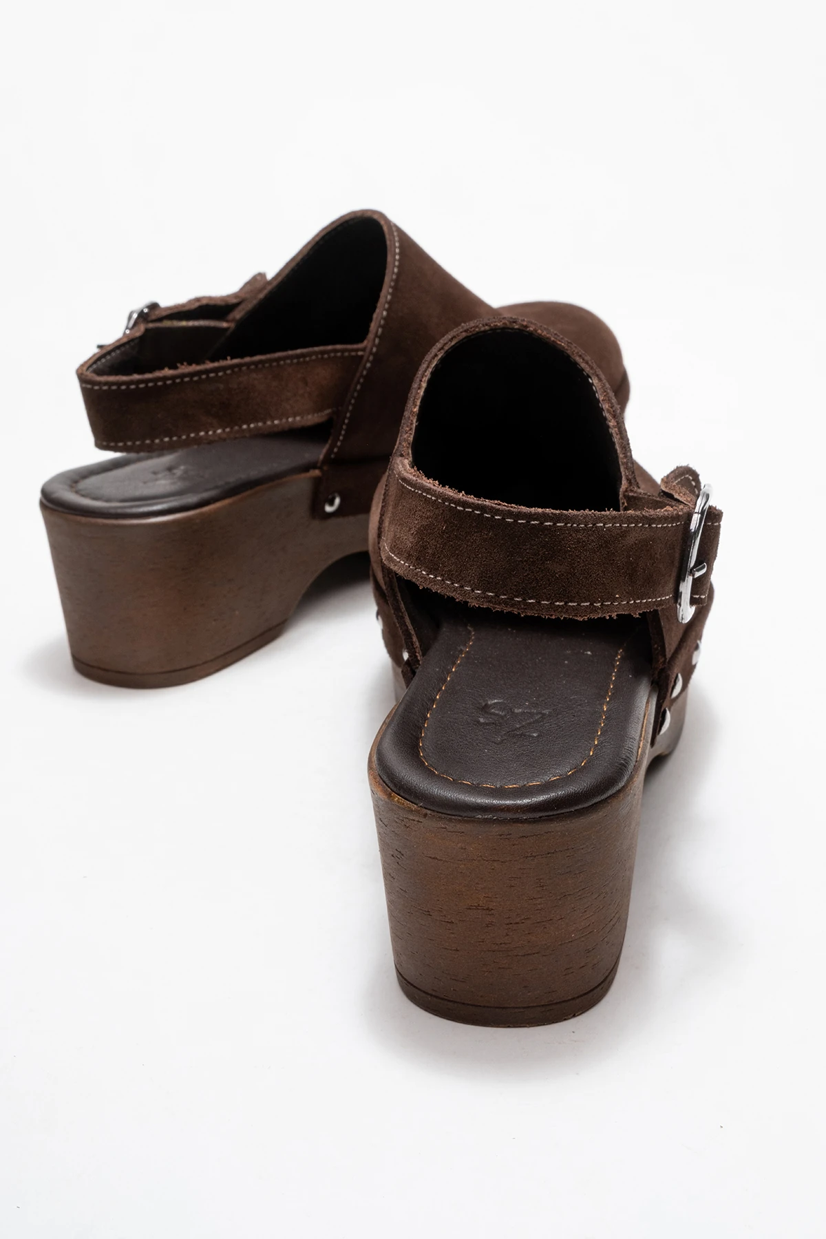 Aliva Kadın Deri Takunya Sandalet Kahve Süet