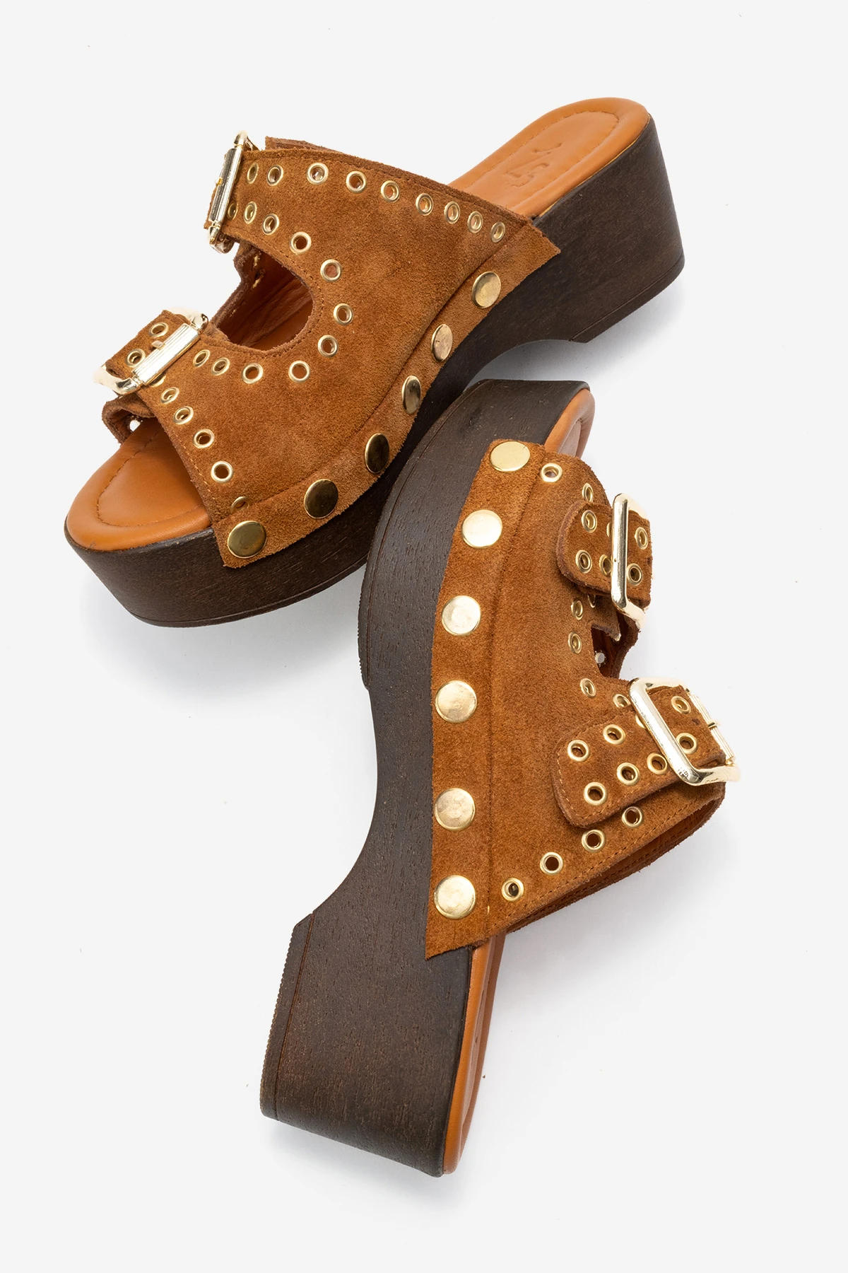 Sandira Kadın Deri Takunya Sandalet Taba Süet