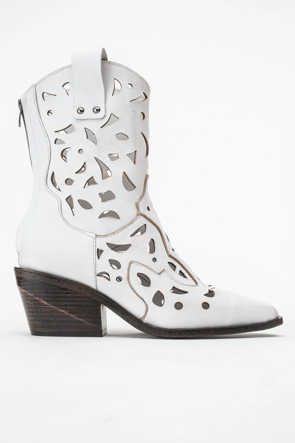 Heydelin Kadın Hakiki Deri Beyaz Western Bot