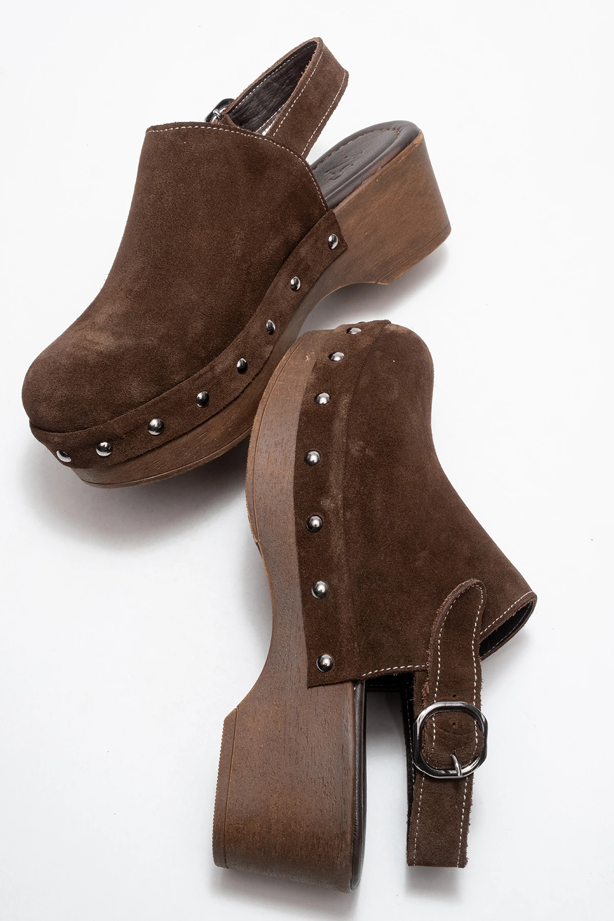 Aliva Kadın Deri Takunya Sandalet Kahve Süet