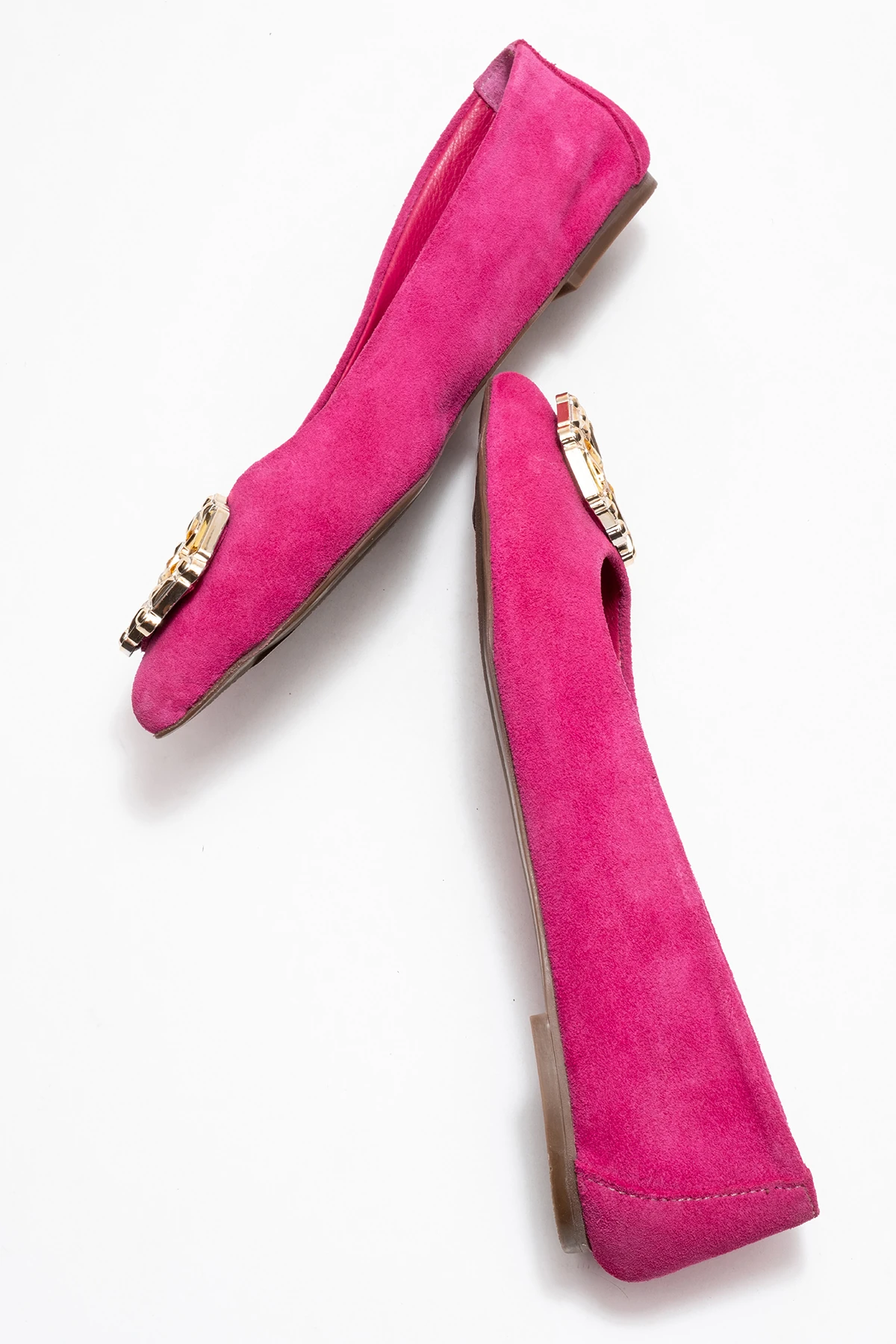 Torselel Kadın Deri Babet Fuşya Süet