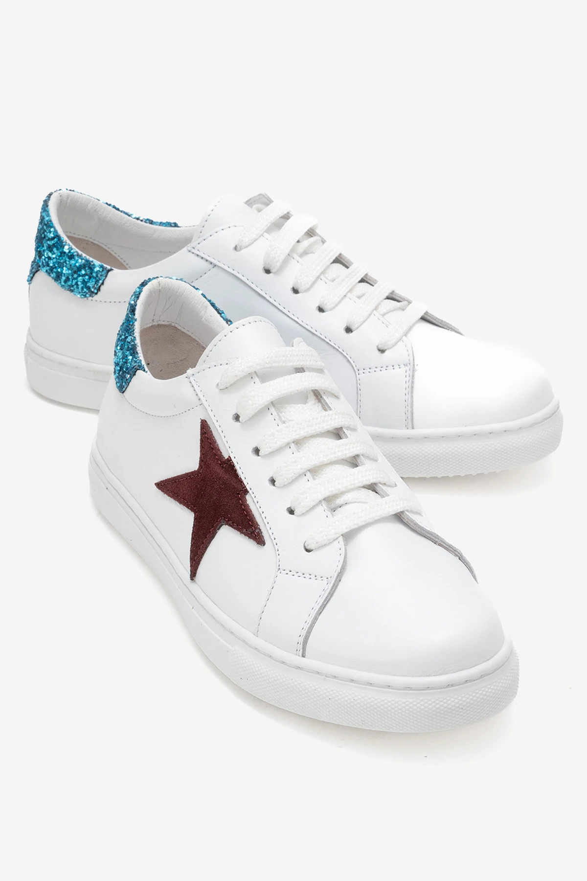 Brendon Kadın Spor Ayakkabı Beyaz-Bordo-Mavi-Cam-Kırığı