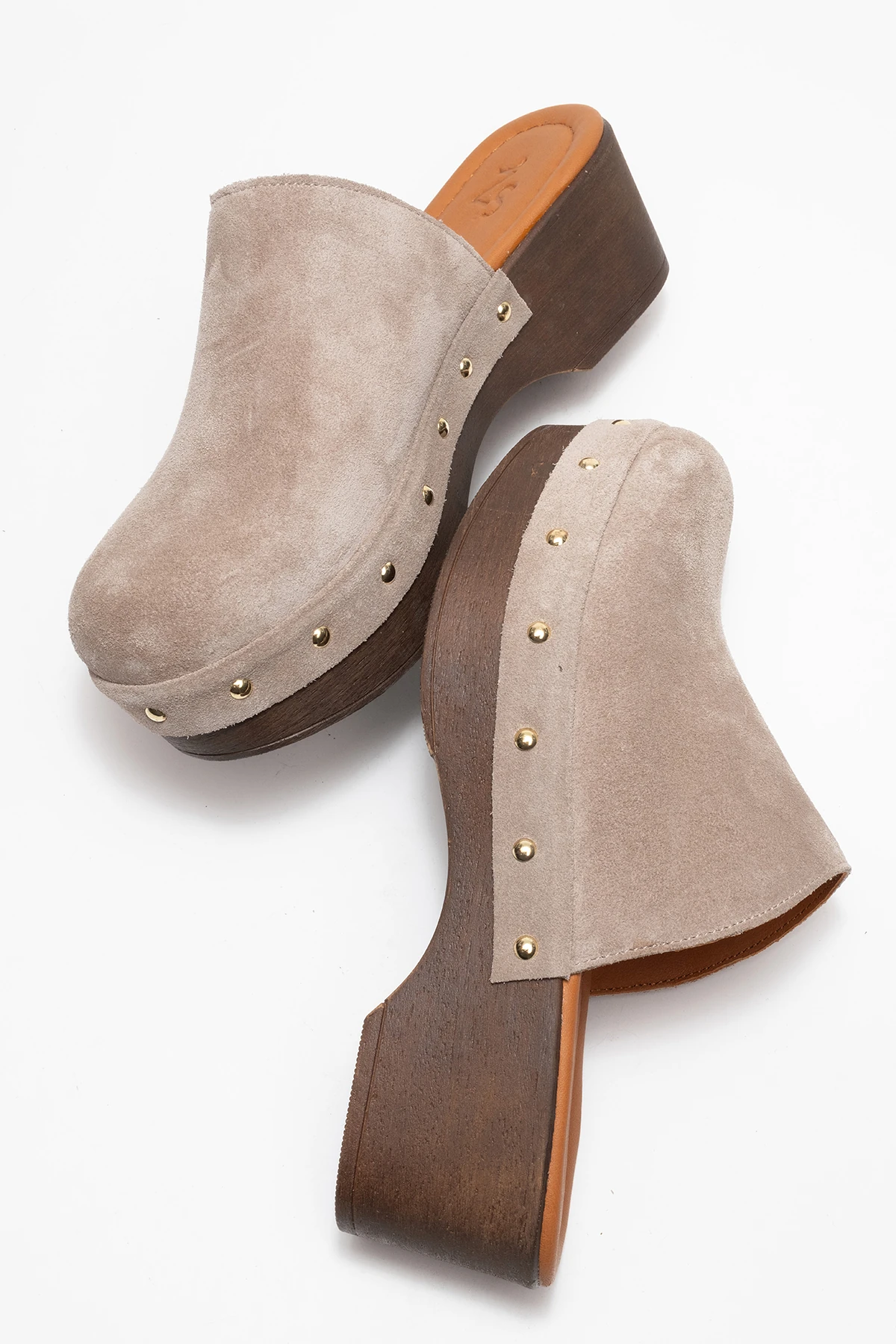 Serviola Kadın Deri Takunya Sandalet Vizon Süet