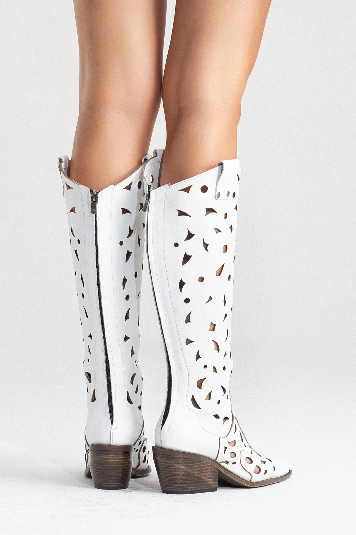 Harcy Kadın Hakiki Deri Beyaz Western Bot