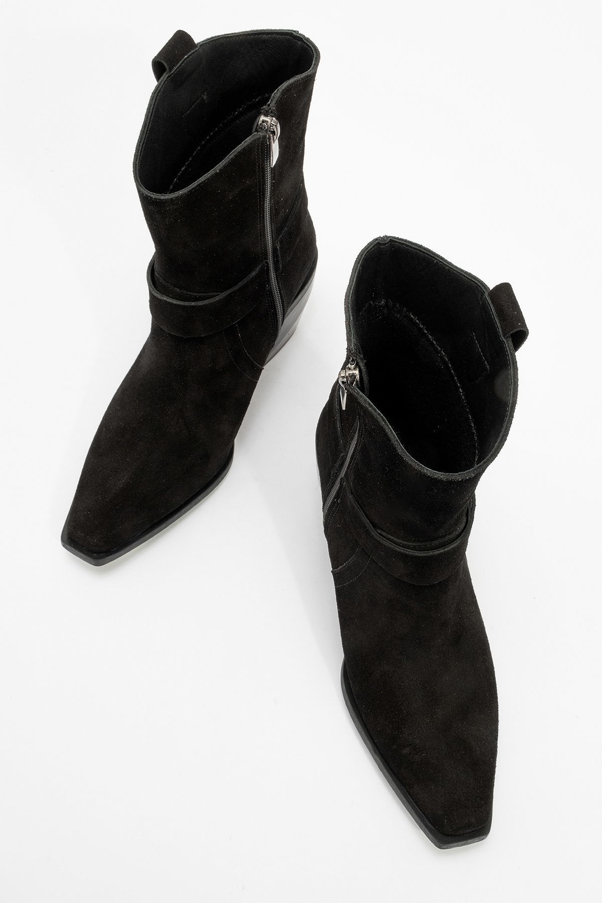 Fandel Deri Kadın Bot Siyah Süet