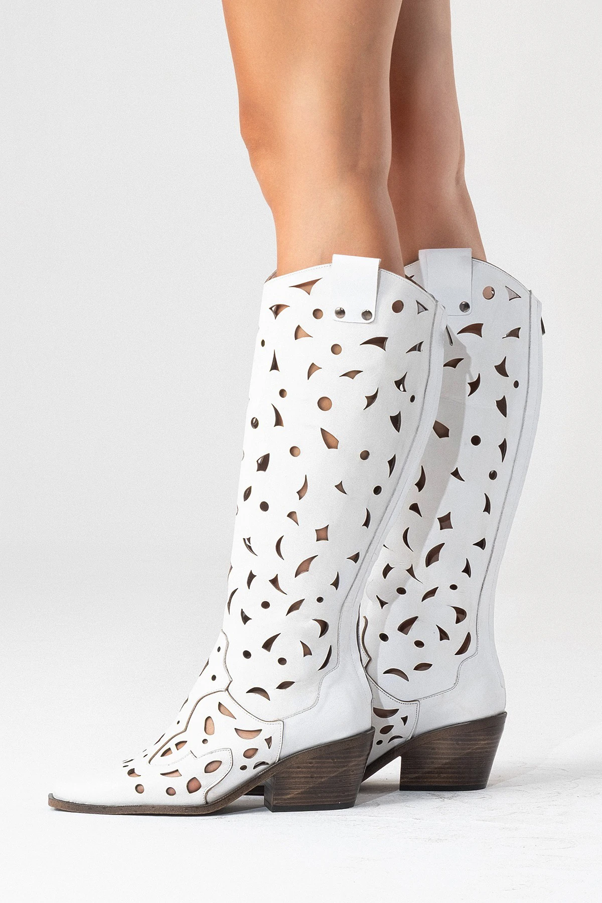 Harcy Kadın Hakiki Deri Beyaz Western Bot