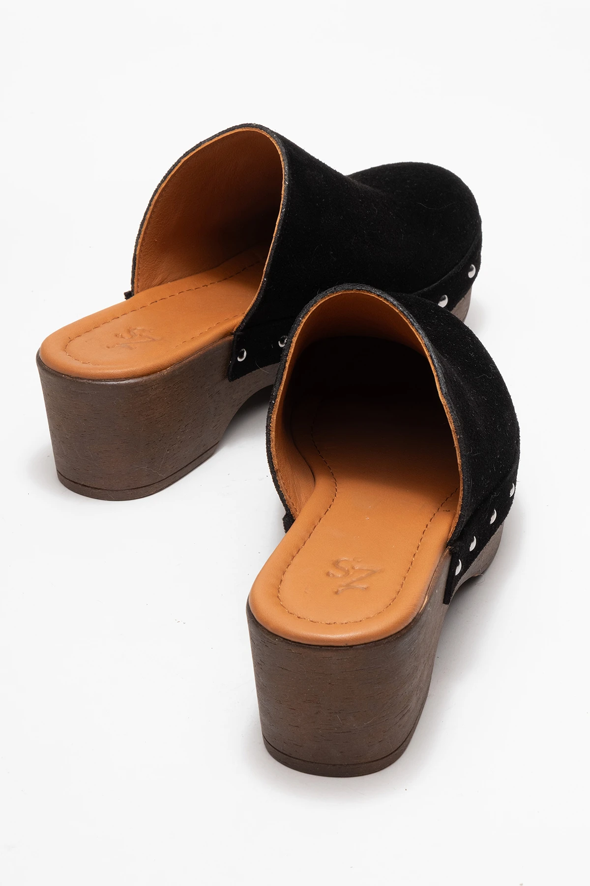 Serviola Kadın Deri Takunya Sandalet Siyah Süet