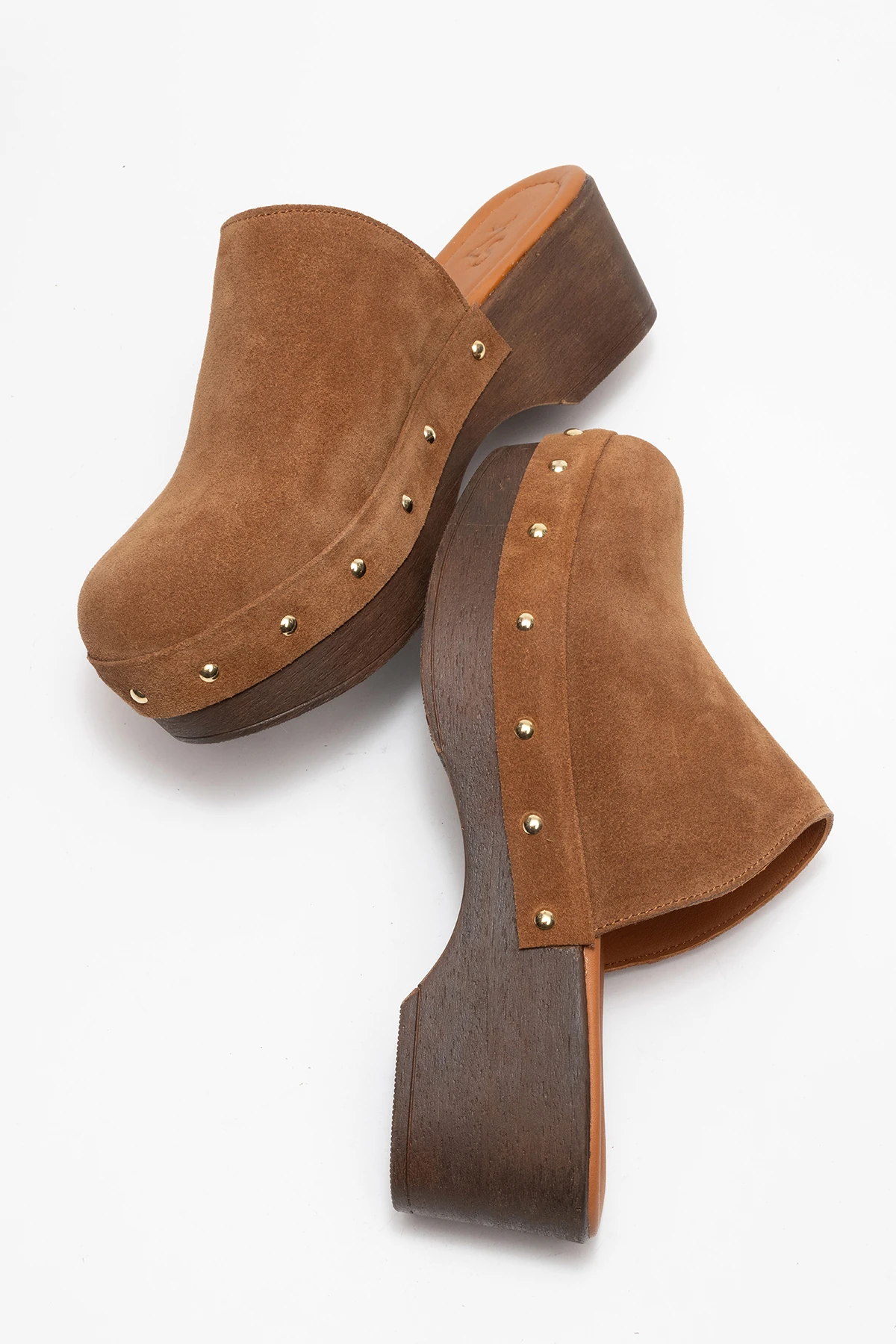 Serviola Kadın Deri Takunya Sandalet Taba Süet