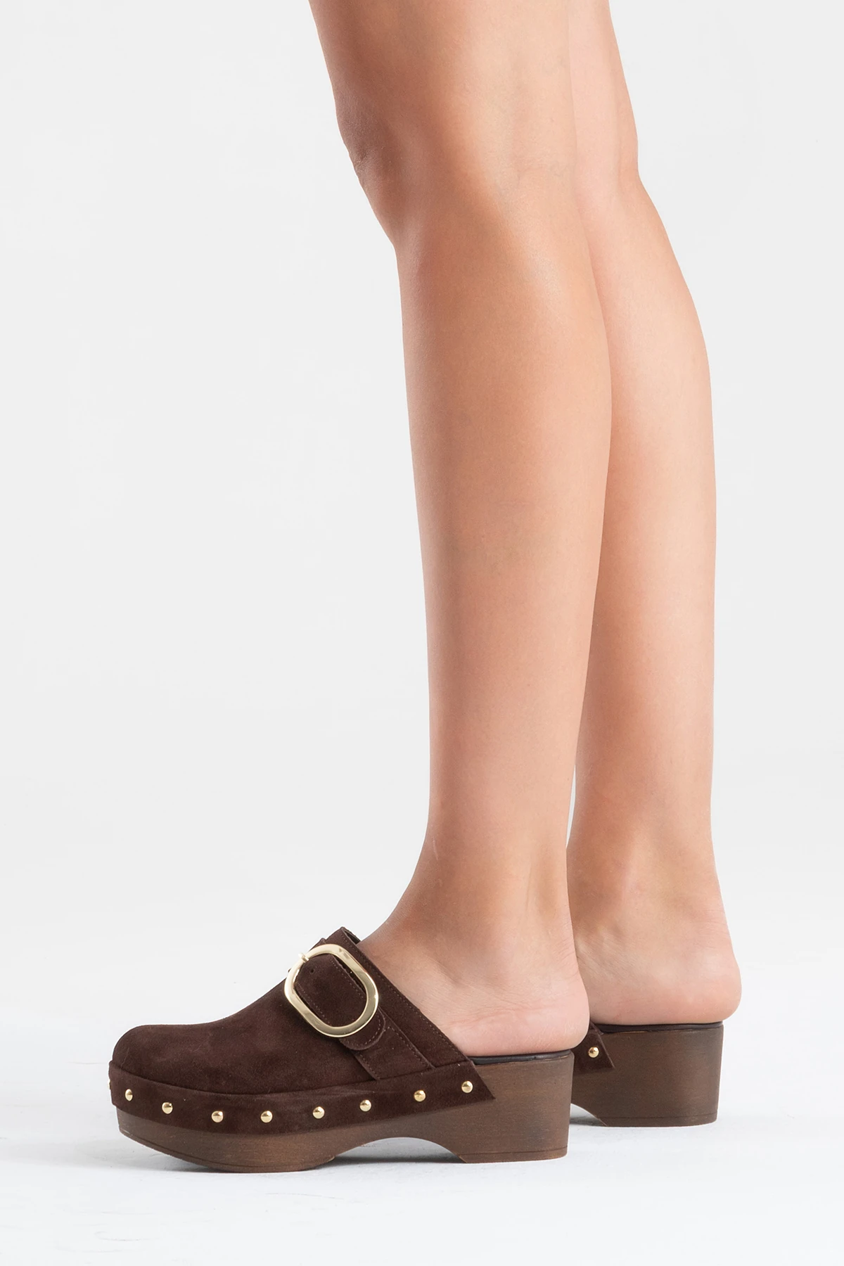 Sylive Kadın Deri Takunya Terlik Kahve Süet