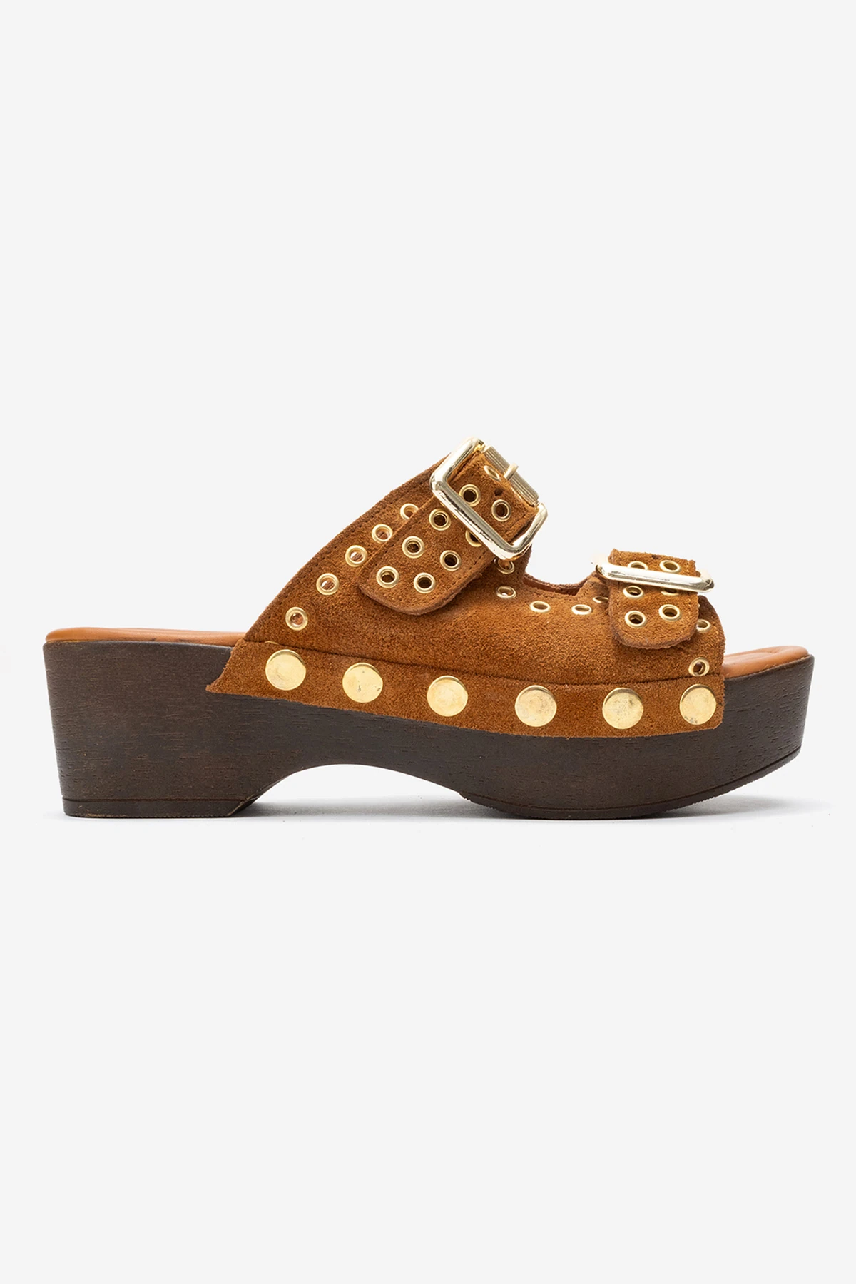 Sandira Kadın Deri Takunya Sandalet Taba Süet