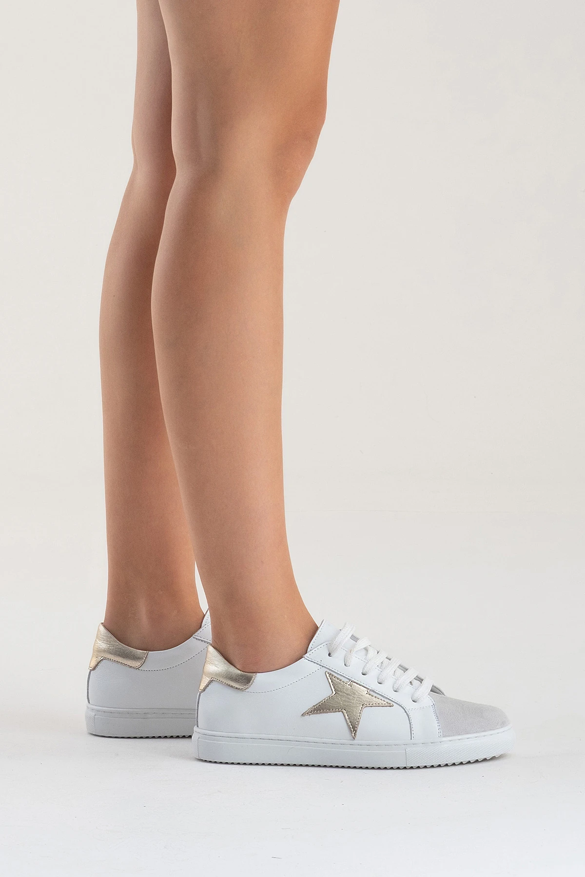 Brendon Kadın Spor Ayakkabı Beyaz-Beyazsüet-Dore