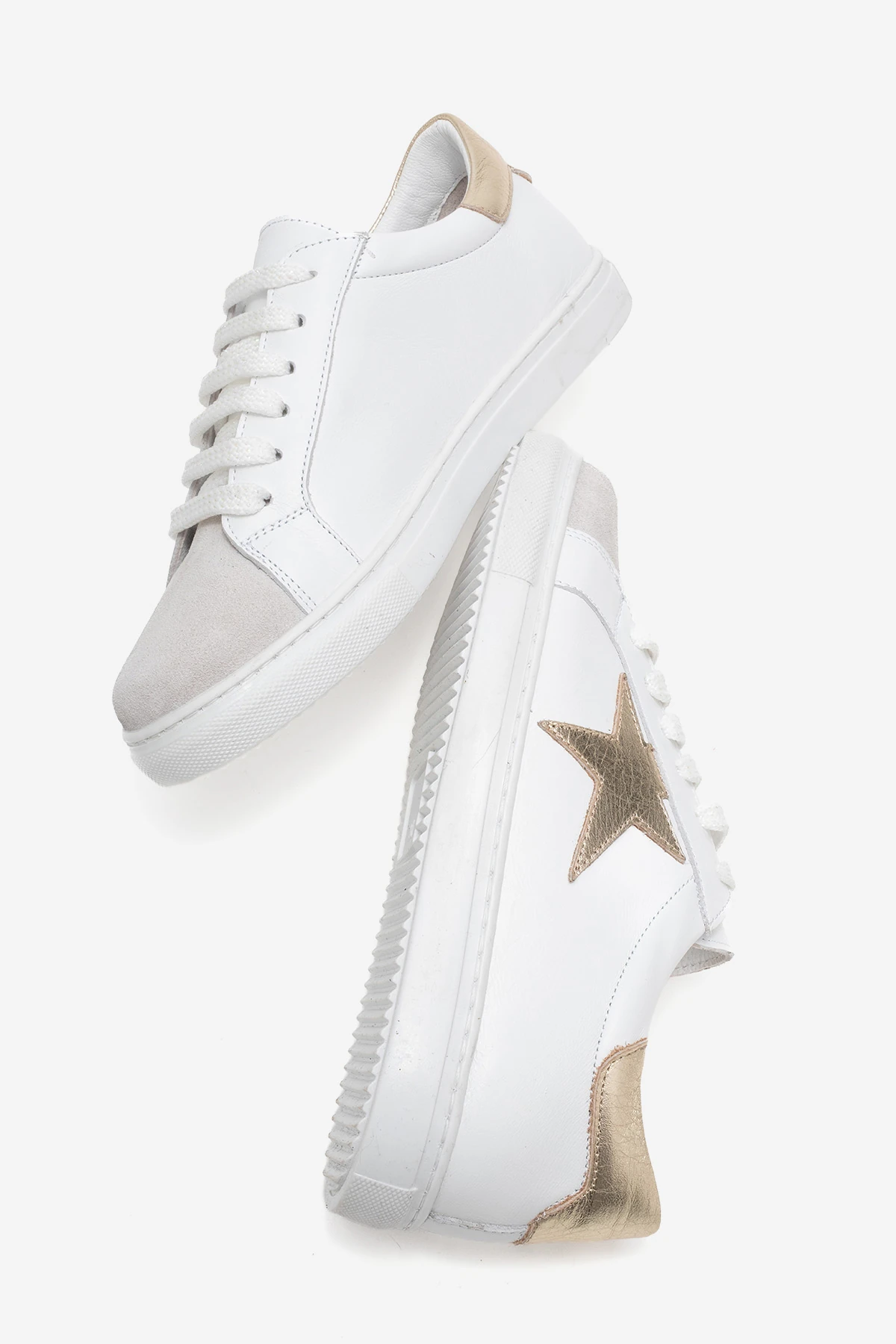 Brendon Kadın Spor Ayakkabı Beyaz-Beyazsüet-Dore