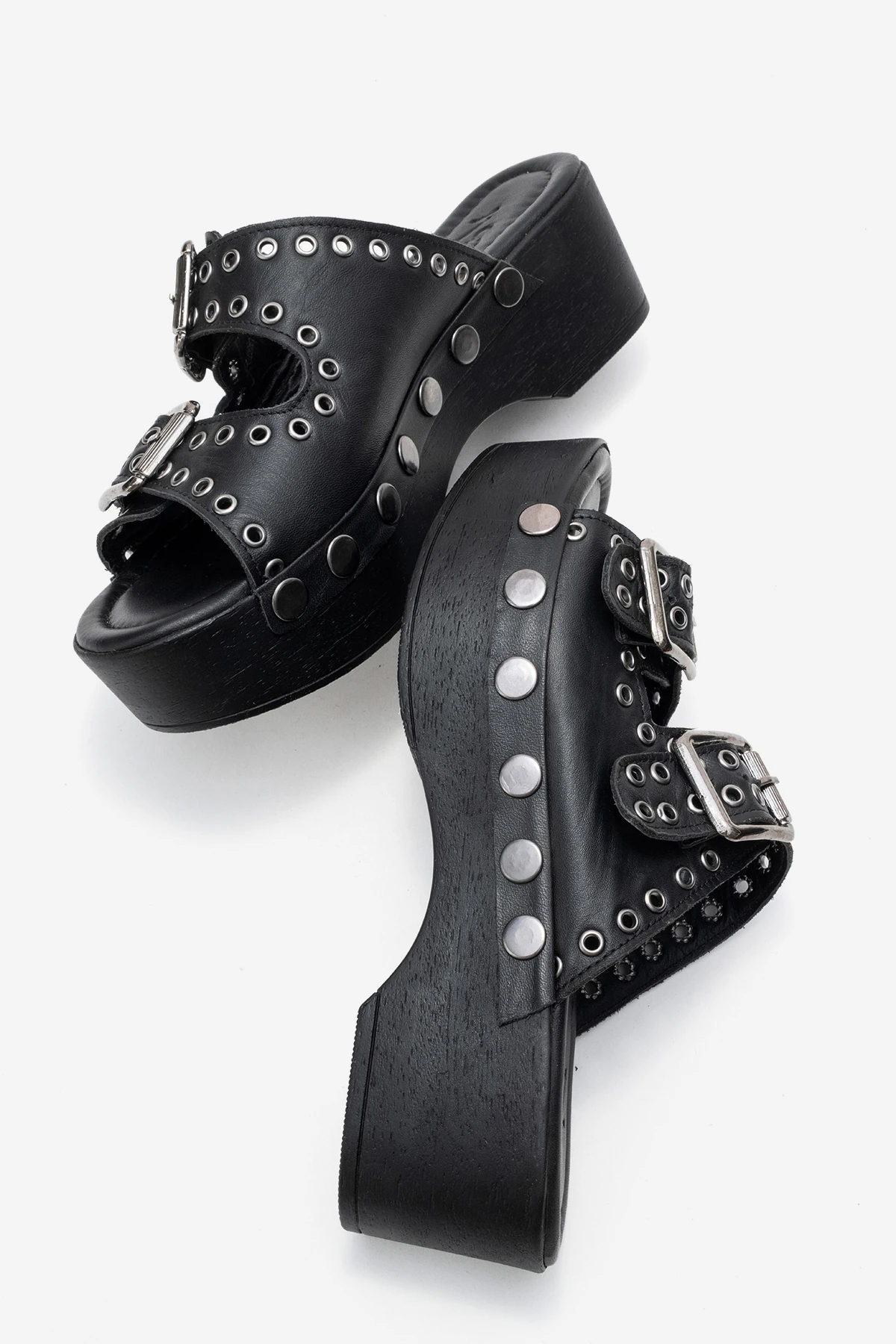 Sandira Kadın Deri Takunya Sandalet Siyah