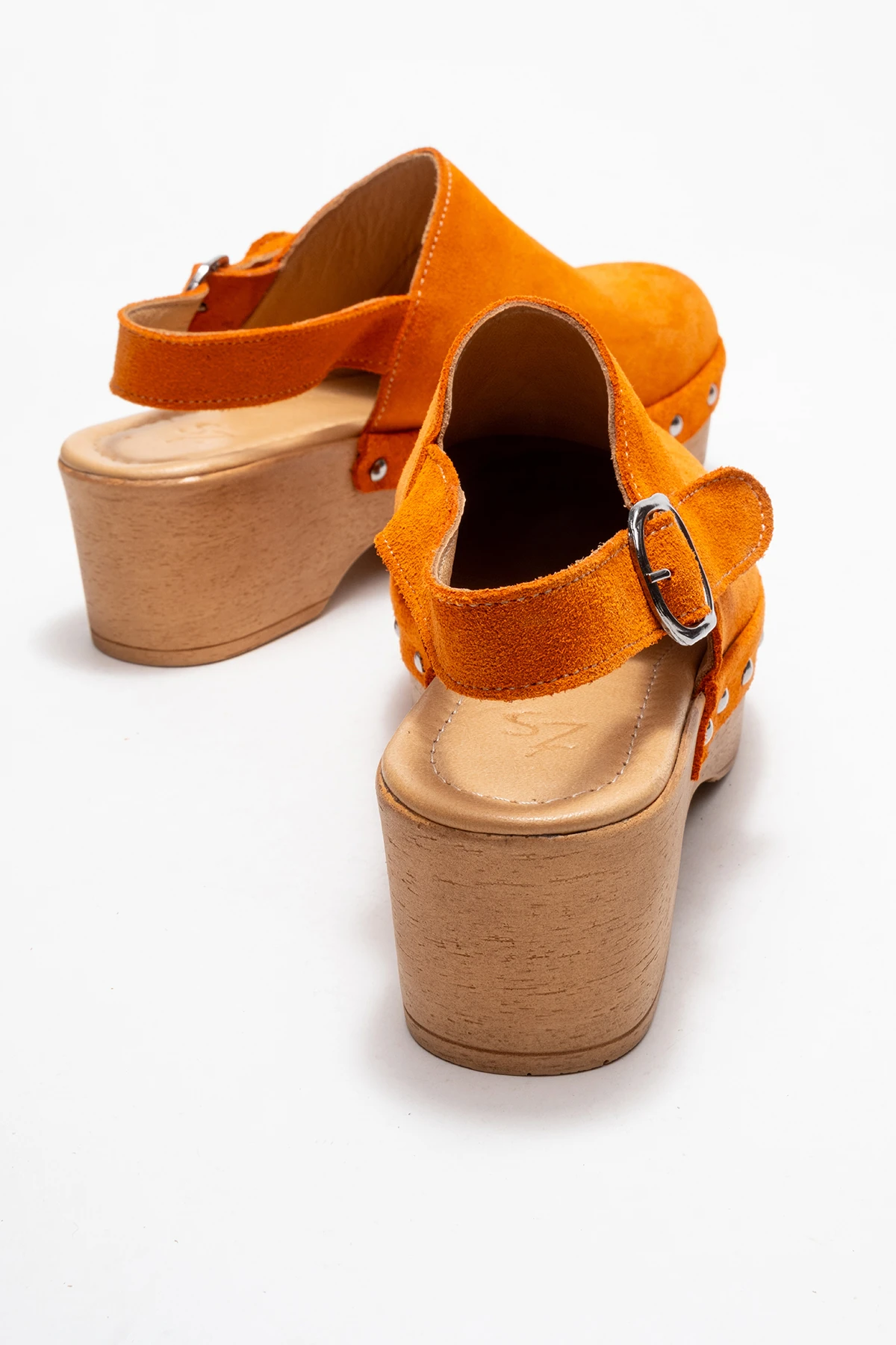 Aliva Kadın Deri Takunya Sandalet Oranj Süet