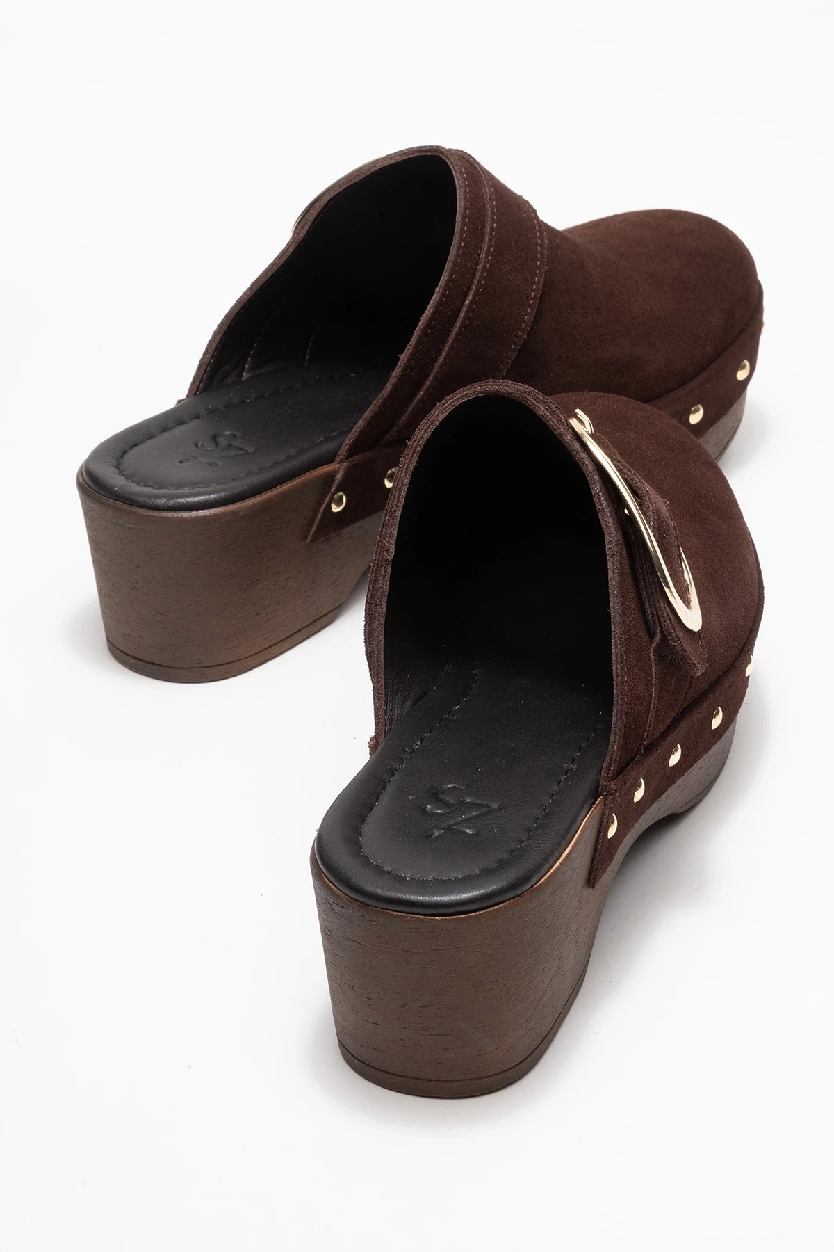 Sylive Kadın Deri Takunya Terlik Kahve Süet