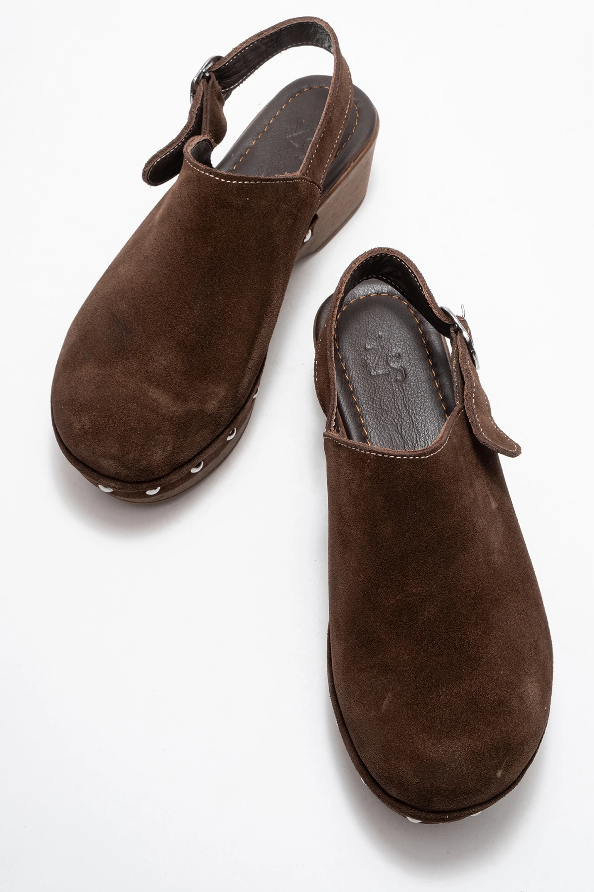 Aliva Kadın Deri Takunya Sandalet Kahve Süet