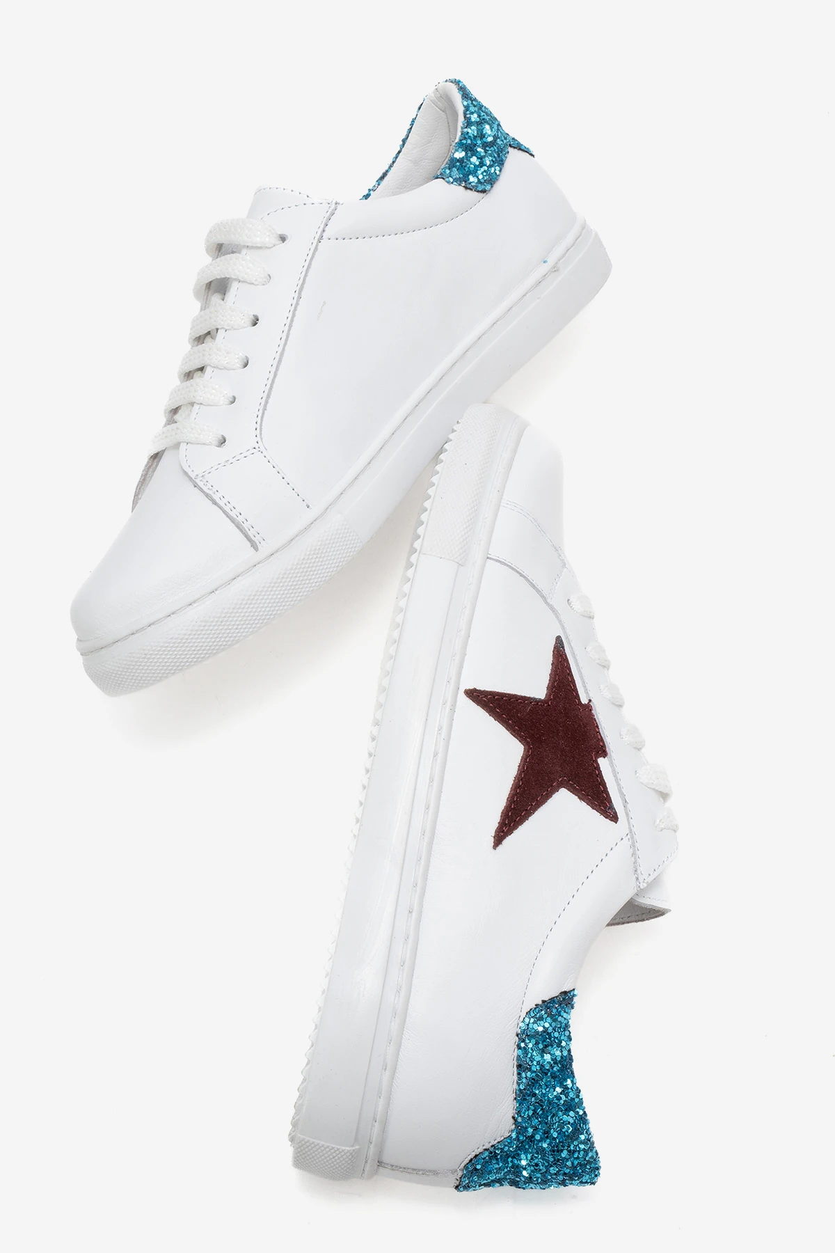 Brendon Kadın Spor Ayakkabı Beyaz-Bordo-Mavi-Cam-Kırığı