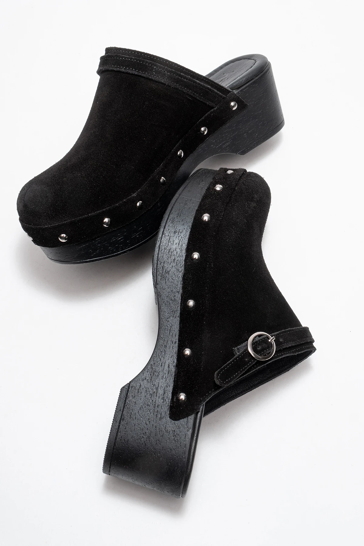 Beloni Kadın Deri Takunya Terlik Siyah Süet