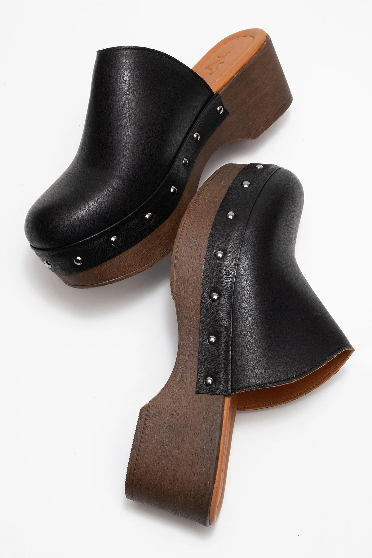 Serviola Kadın Deri Takunya Sandalet Siyah