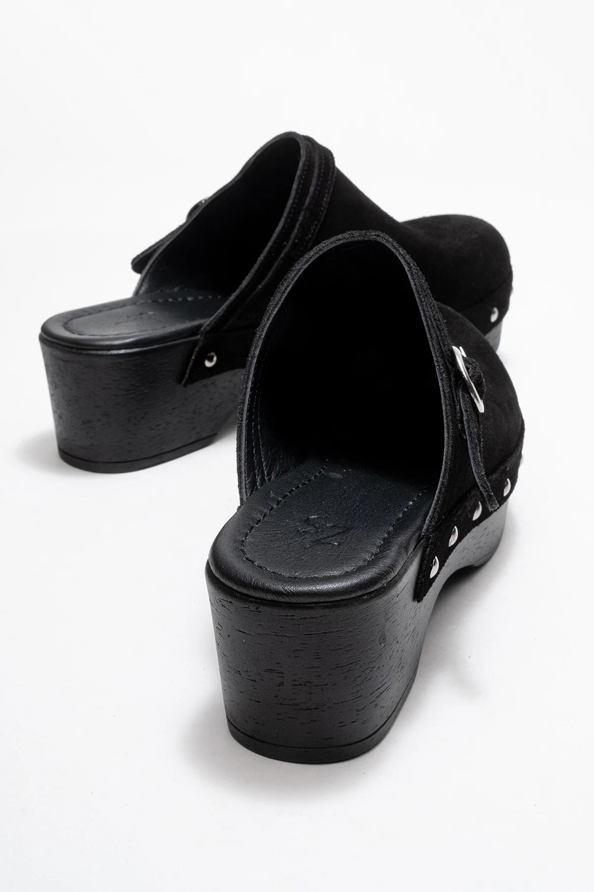 Beloni Kadın Deri Takunya Terlik Siyah Süet