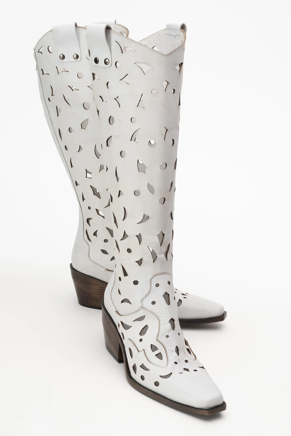 Harcy Kadın Hakiki Deri Beyaz Western Bot