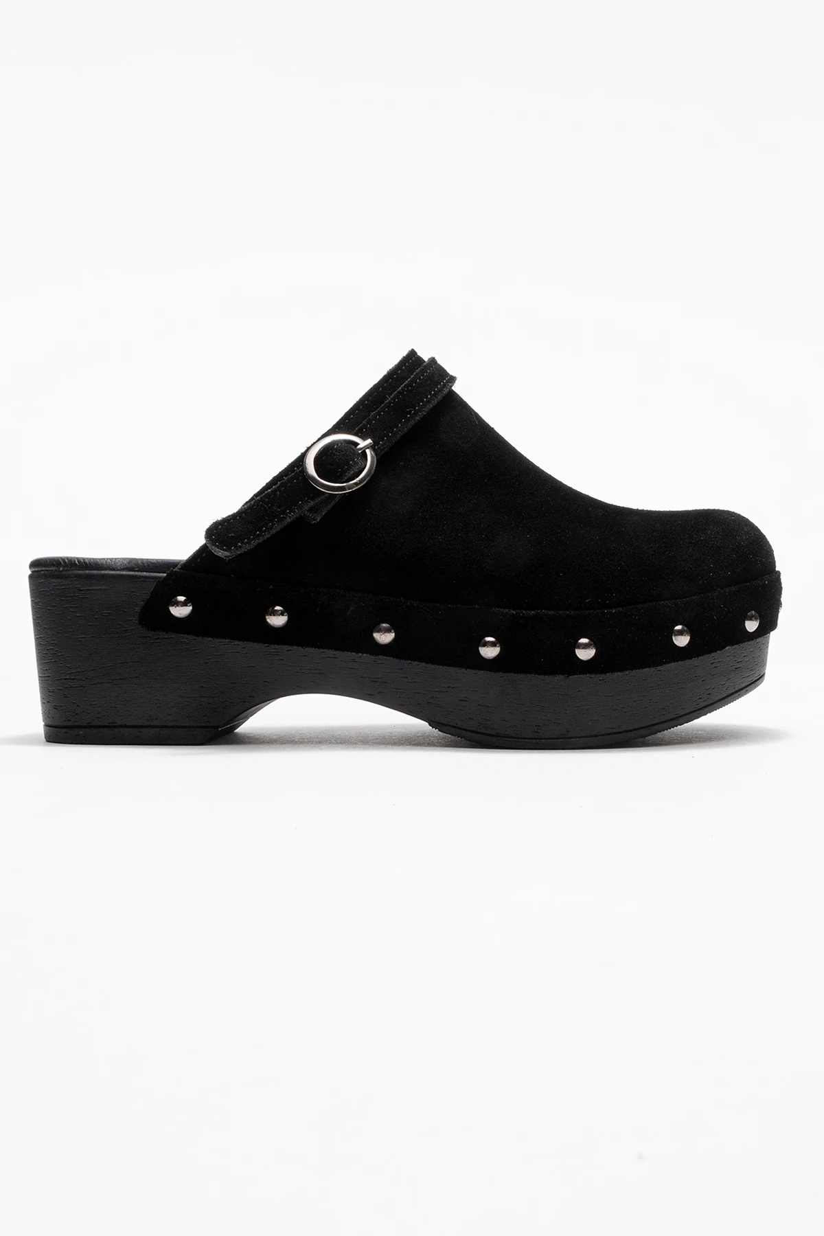 Beloni Kadın Deri Takunya Terlik Siyah Süet