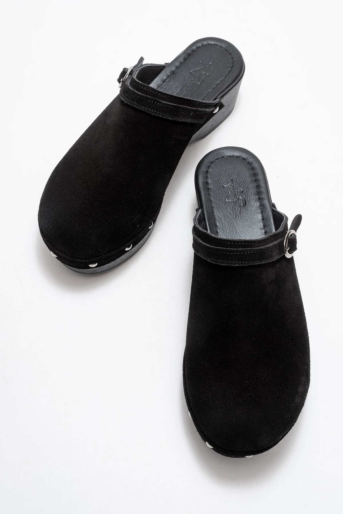 Beloni Kadın Deri Takunya Terlik Siyah Süet