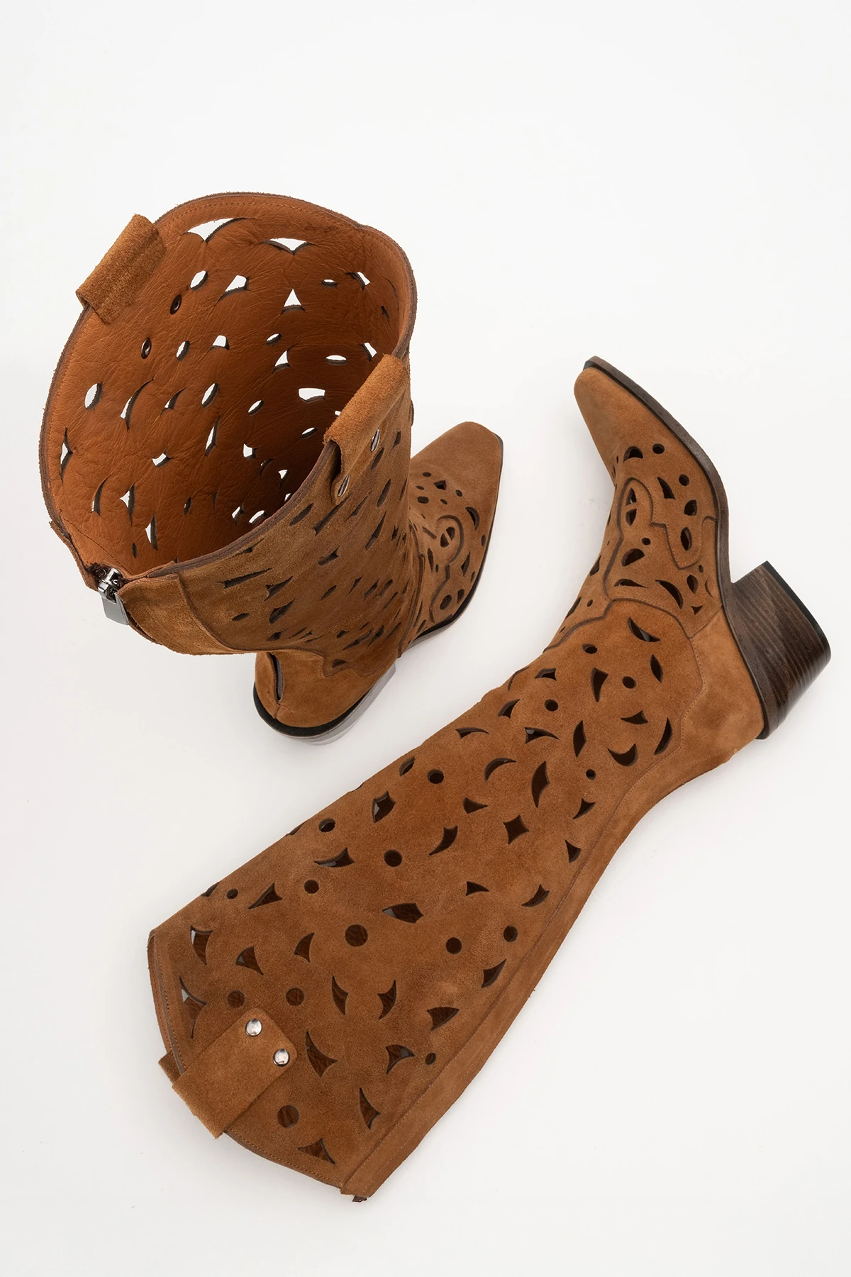 Harcy Kadın Hakiki Deri Taba Süet Western Bot