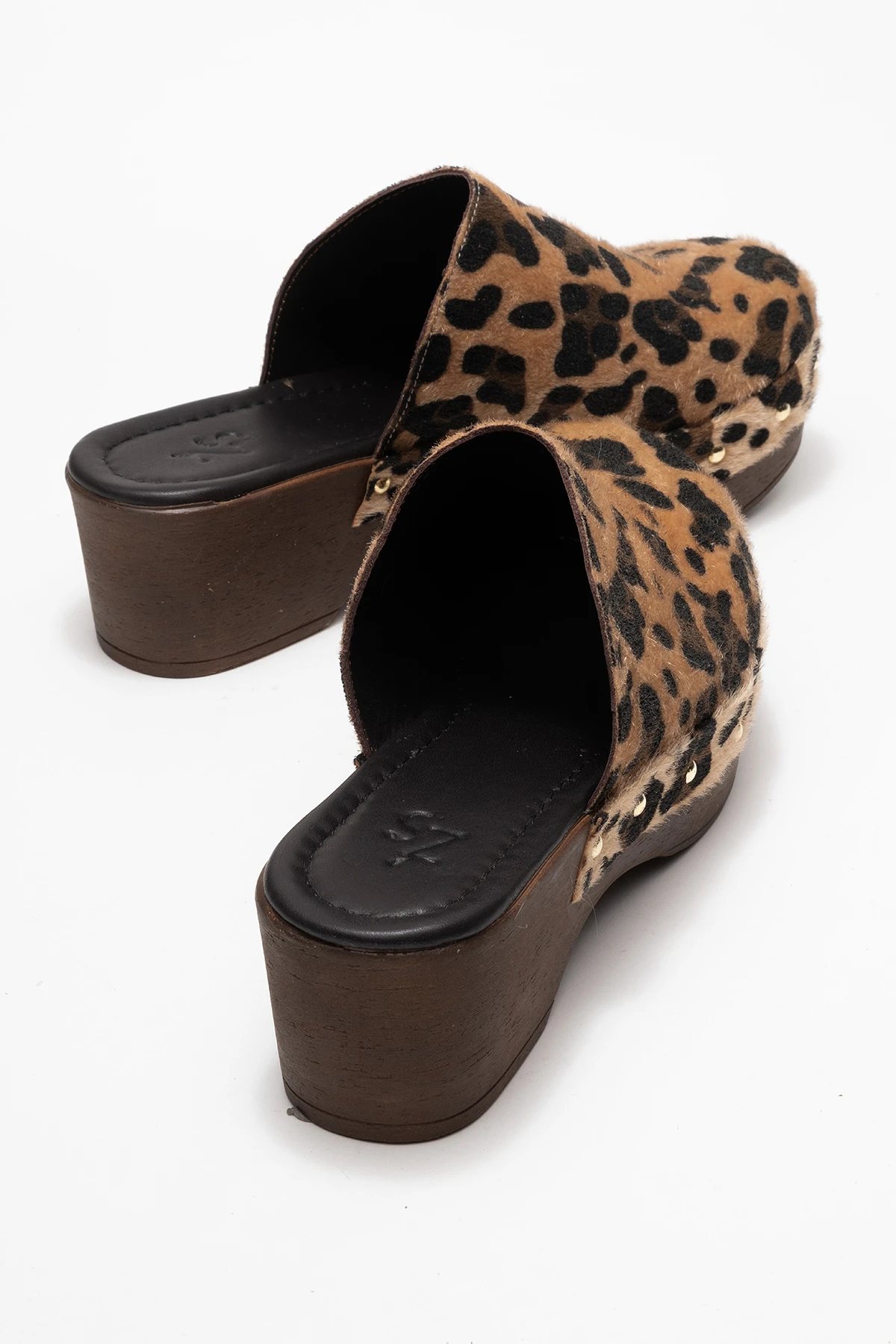 Serviola Kadın Deri Takunya Sandalet Leopar