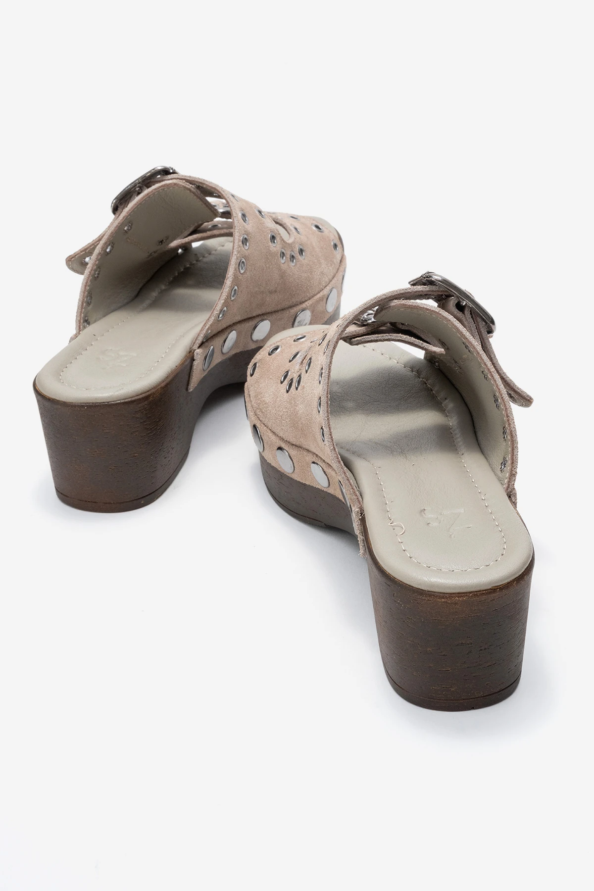 Sandira Kadın Deri Takunya Sandalet Vizon Süet