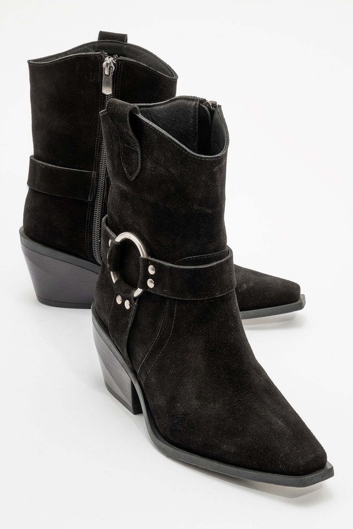 Fandel Deri Kadın Bot Siyah Süet