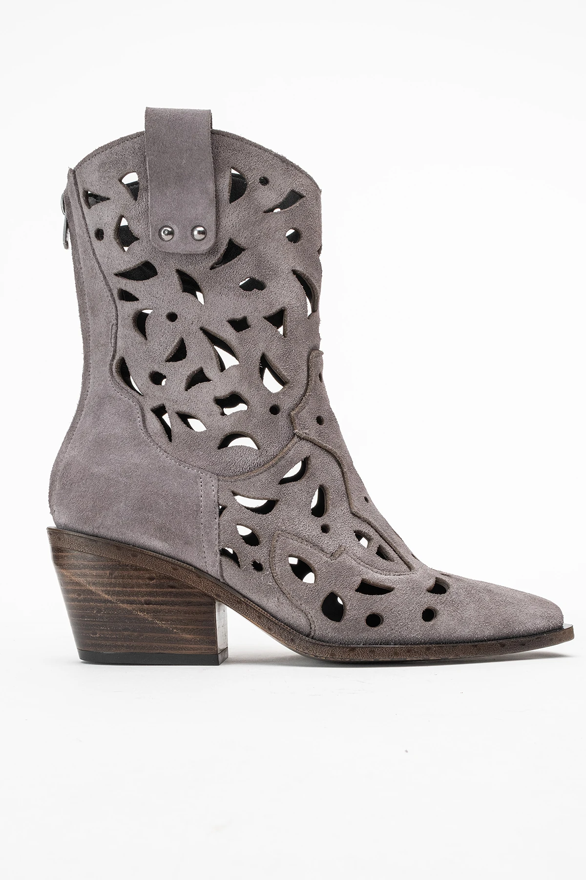 Heydelin Kadın Hakiki Deri Gri Süet Western Bot