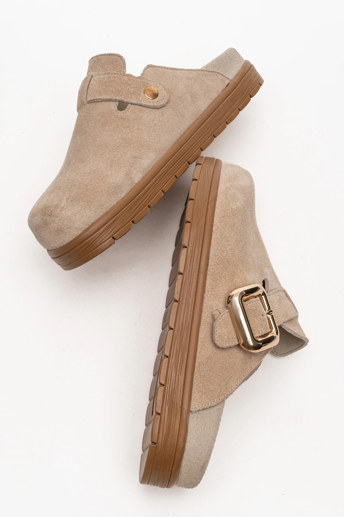 Elnad Kadın Deri Terlik Bej Süet