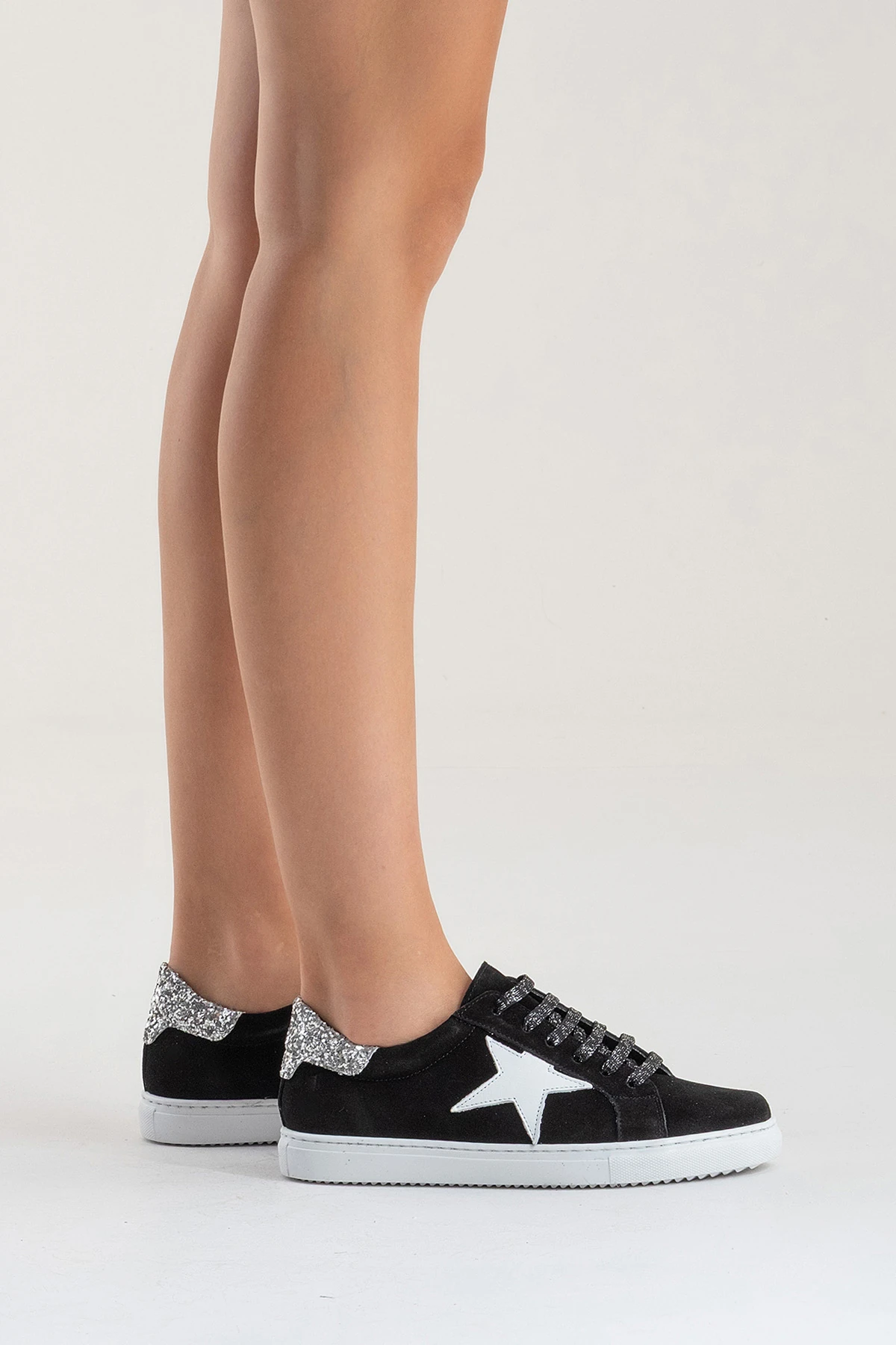 Brendon Kadın Spor Ayakkabı Siyah-Siyahsüet-Cam-Kırığı