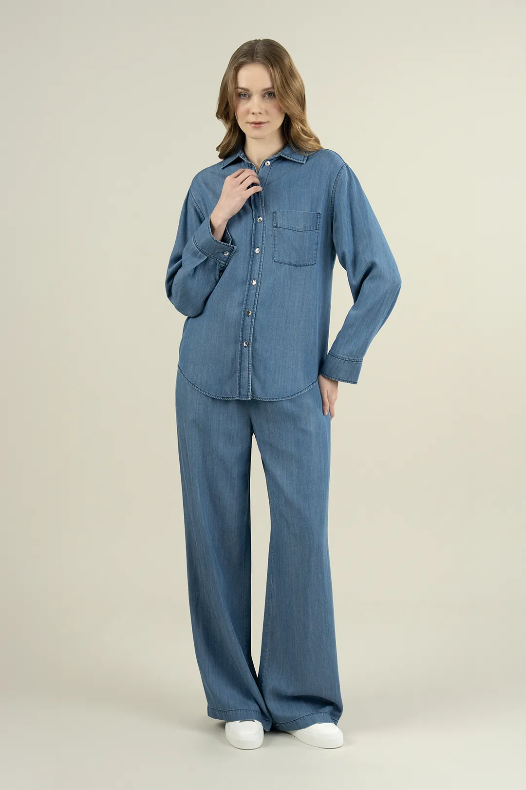 ELASTIC WAIST TENCEL PANTS