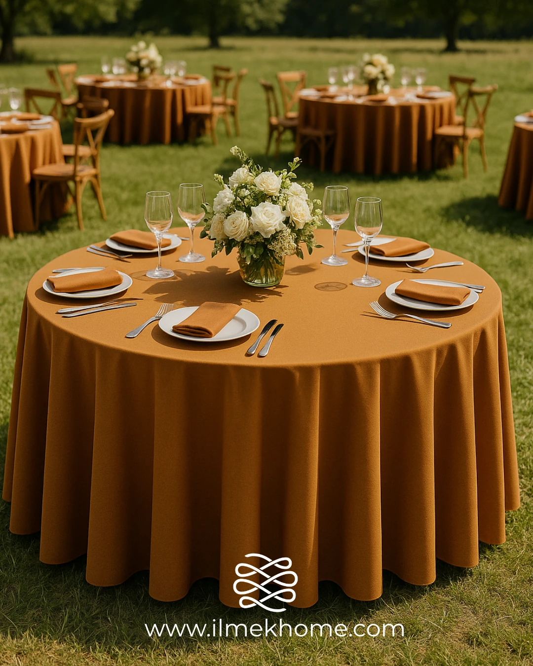 Tarçın Kahvesi 320cm Masa Örtüsü / Jarse Kumaş