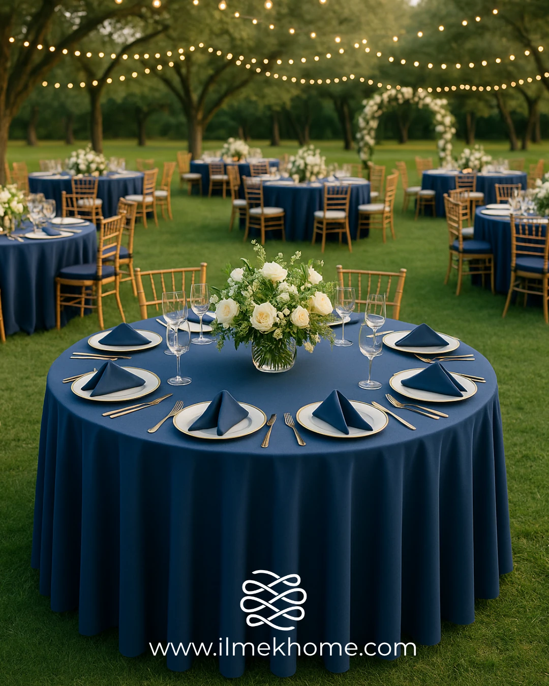 Gece Mavisi 320cm Masa Örtüsü / Jarse Kumaş