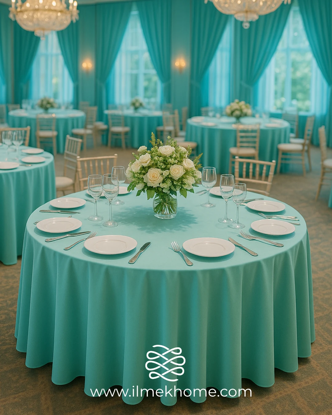Turkuaz 320cm Masa Örtüsü / Jarse Kumaş