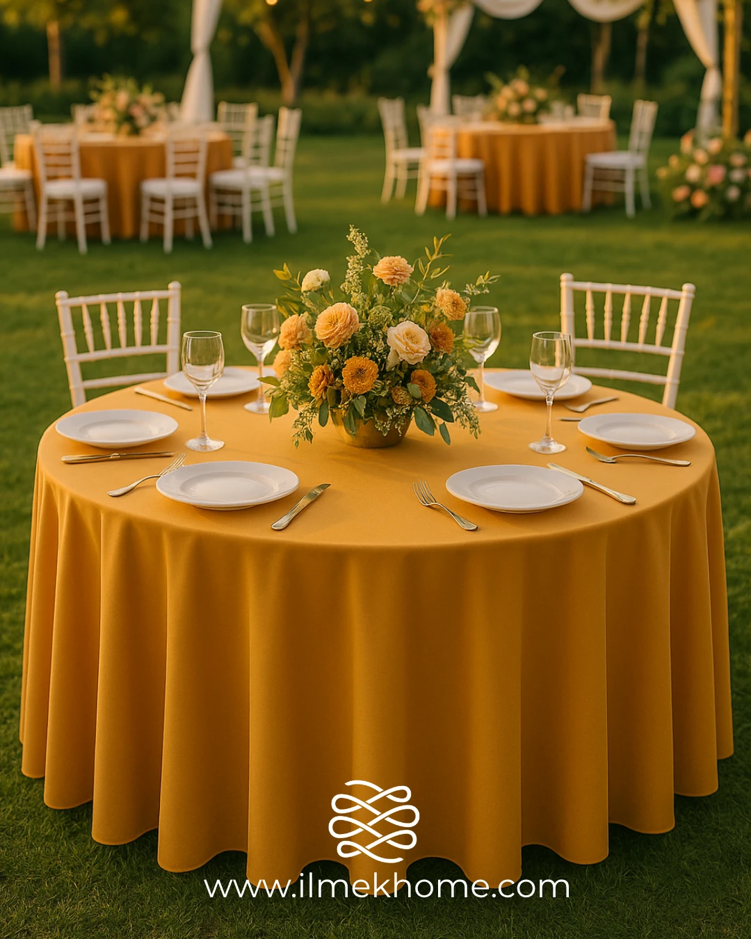 Hardal Sarısı 320cm Masa Örtüsü / Jarse Kumaş