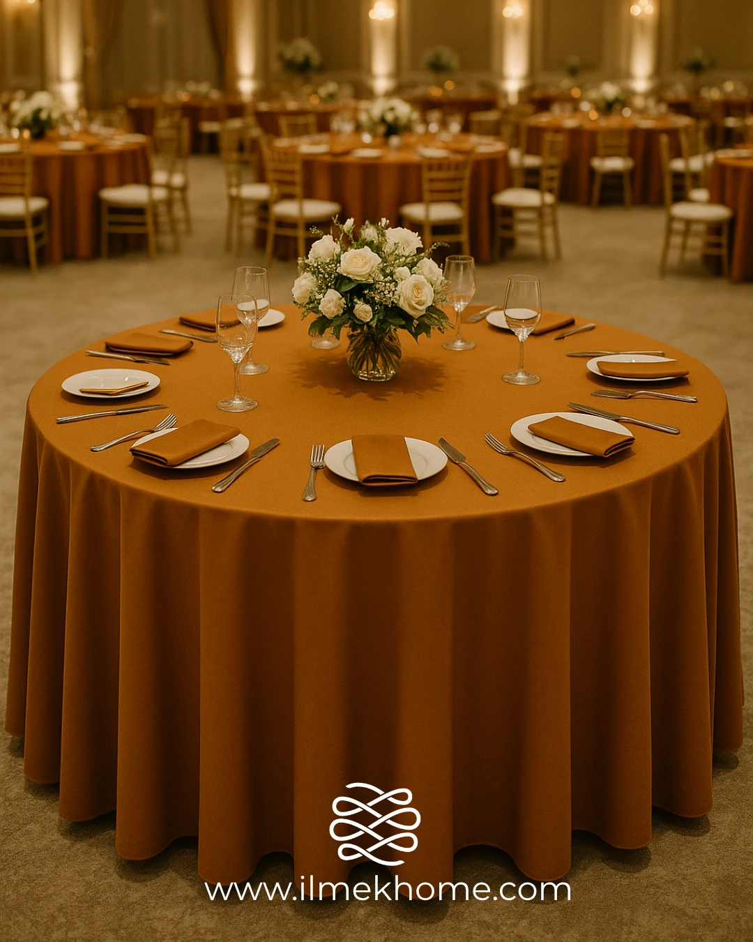 Tarçın Kahvesi 320cm Masa Örtüsü / Jarse Kumaş
