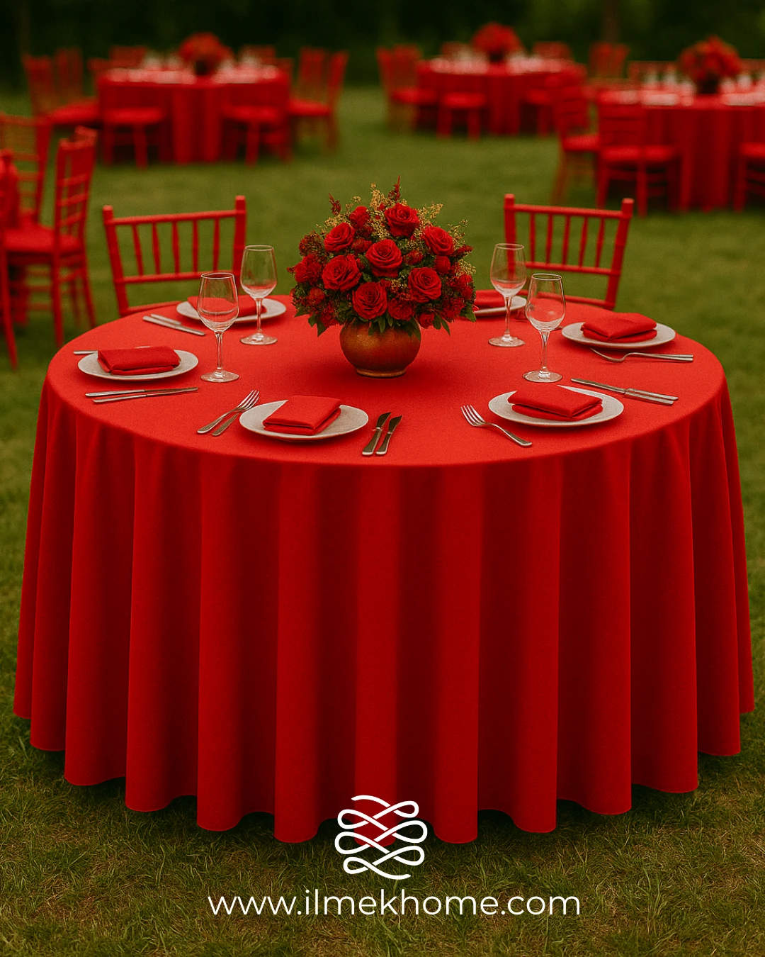 Kırmızı 320cm Masa Örtüsü / Jarse Kumaş